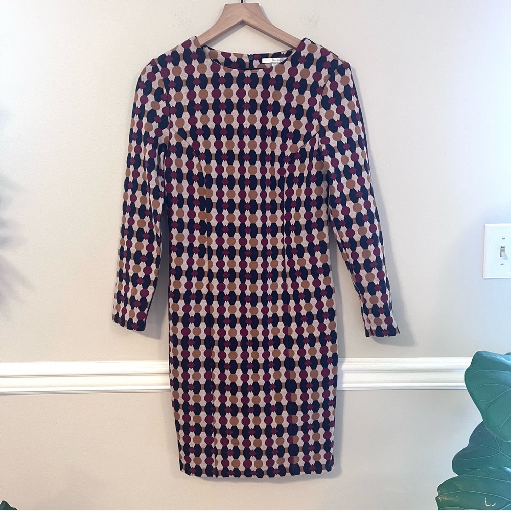 Boden Women’s Priscilla Jacquard Knee Length Sheath Dress Size 6L Long sleeve
